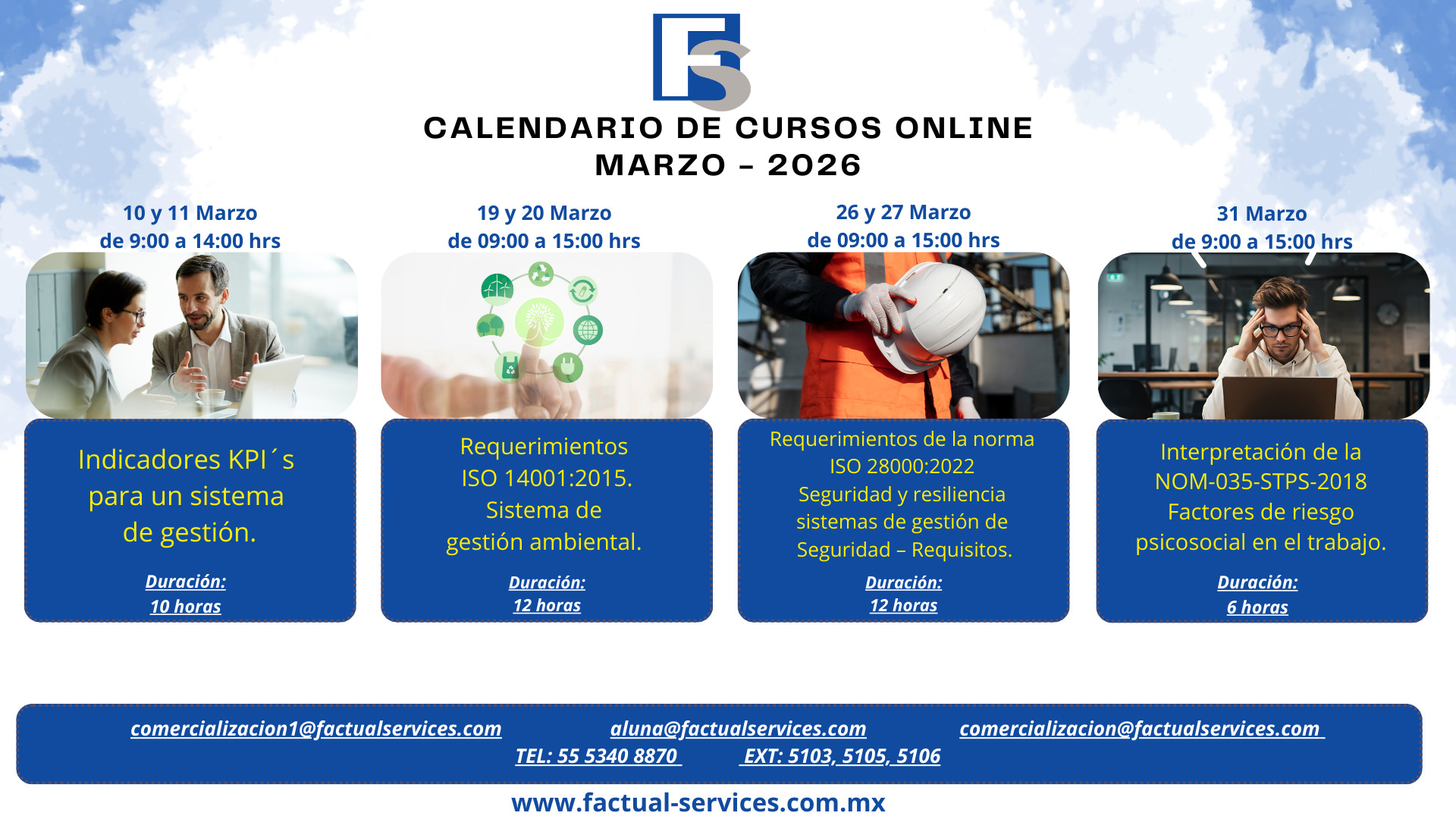 Calendario de capacitación - Marzo 2026